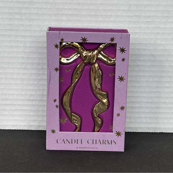 Anthropologie Other - NEW ANTHROPOLOGIE CANDLE CHARM GOLD BOW JEWELRY DECOR GIFT BOX ROMANTIC PRETTY